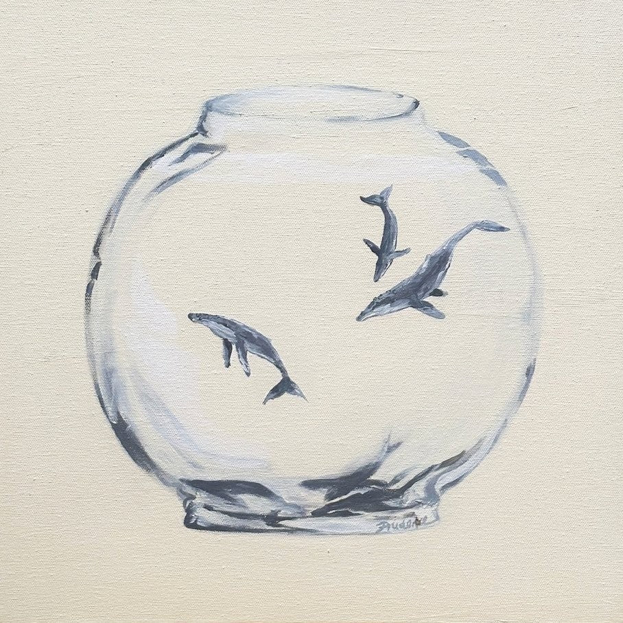 'Behind Glass (Humpback Whale Pod II)' Canvas Print
