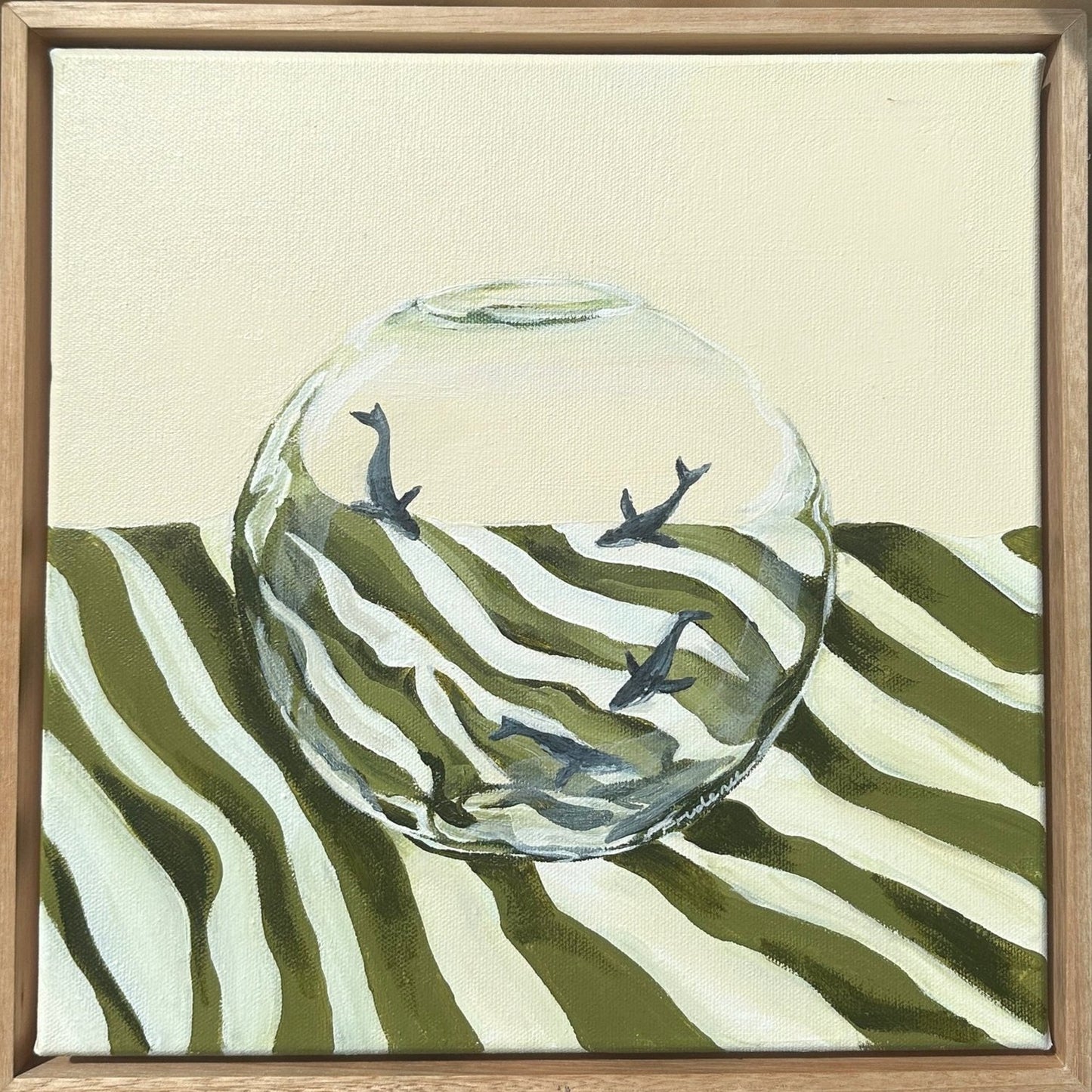 Take Me Home (Humpback Whales Green Striped Tablecloth)