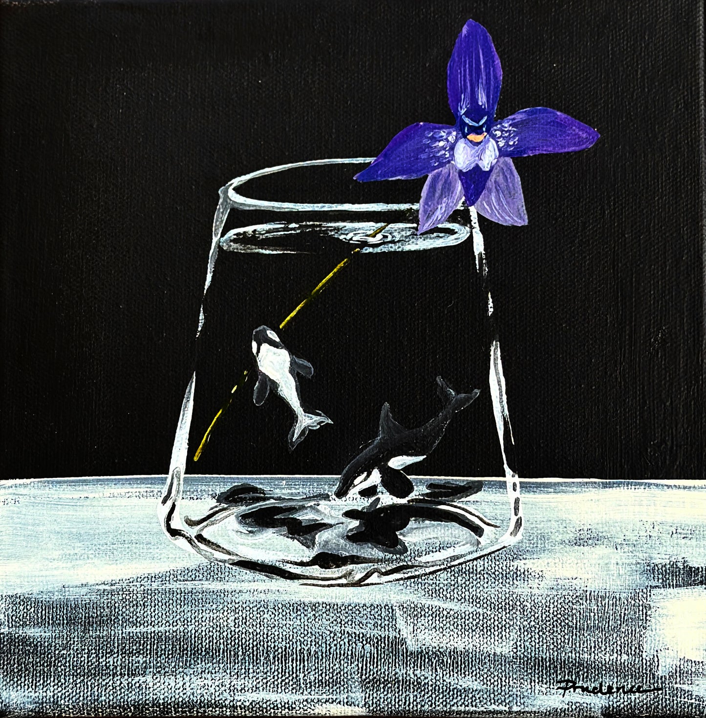 'Land Meet Sea (Waxlip Orchid And Orca)' Canvas Print