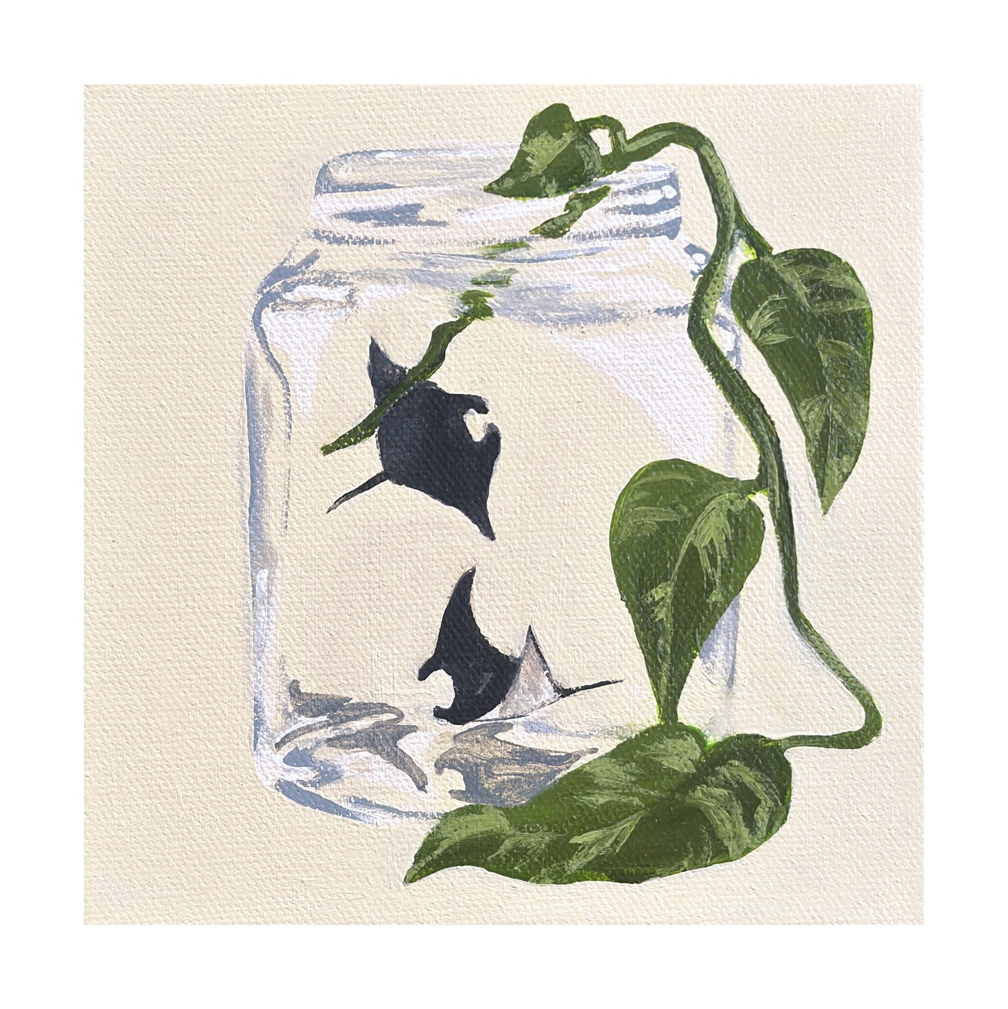 'Propagate (Manta Rays and Devils Ivy) ' Canvas Print