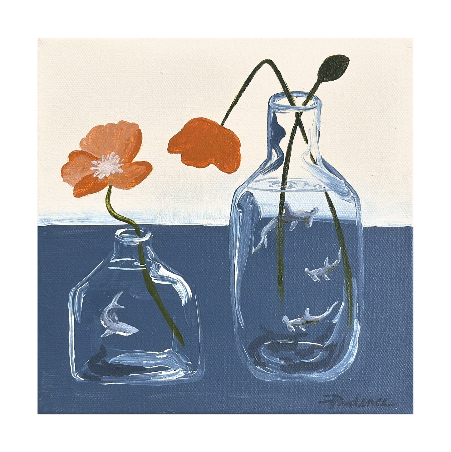 'Two is Better Than One (Great White, Hammerheads and Poppies) ' Art Print