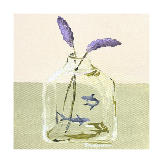 'Land Meet Sea (Black Tip Reef Shark and Lavender)' Art Print