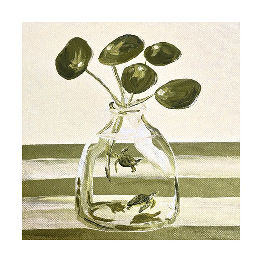 'Land Meet Sea (Turtles and Money Plant)'  Canvas Print