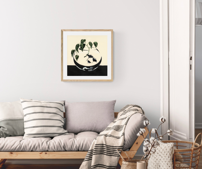 'Land Meet Sea (Manta Rays and Satin Phothos)' Art Print