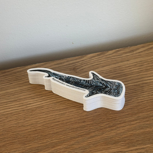 Wooden lightning decorative vinyls whale shark sticker on a wooden surface